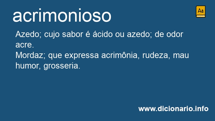 Significado de acrimoniosa